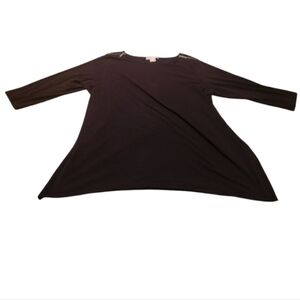 Women's 2X Michael Michael Kors Silver Zipper Black Long-Sleeved Shirt